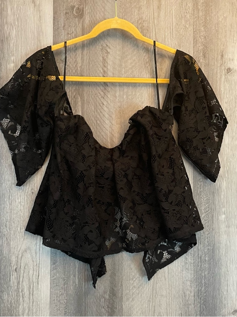XXI Black Lace Off Shoulder Crop Top Womens Large